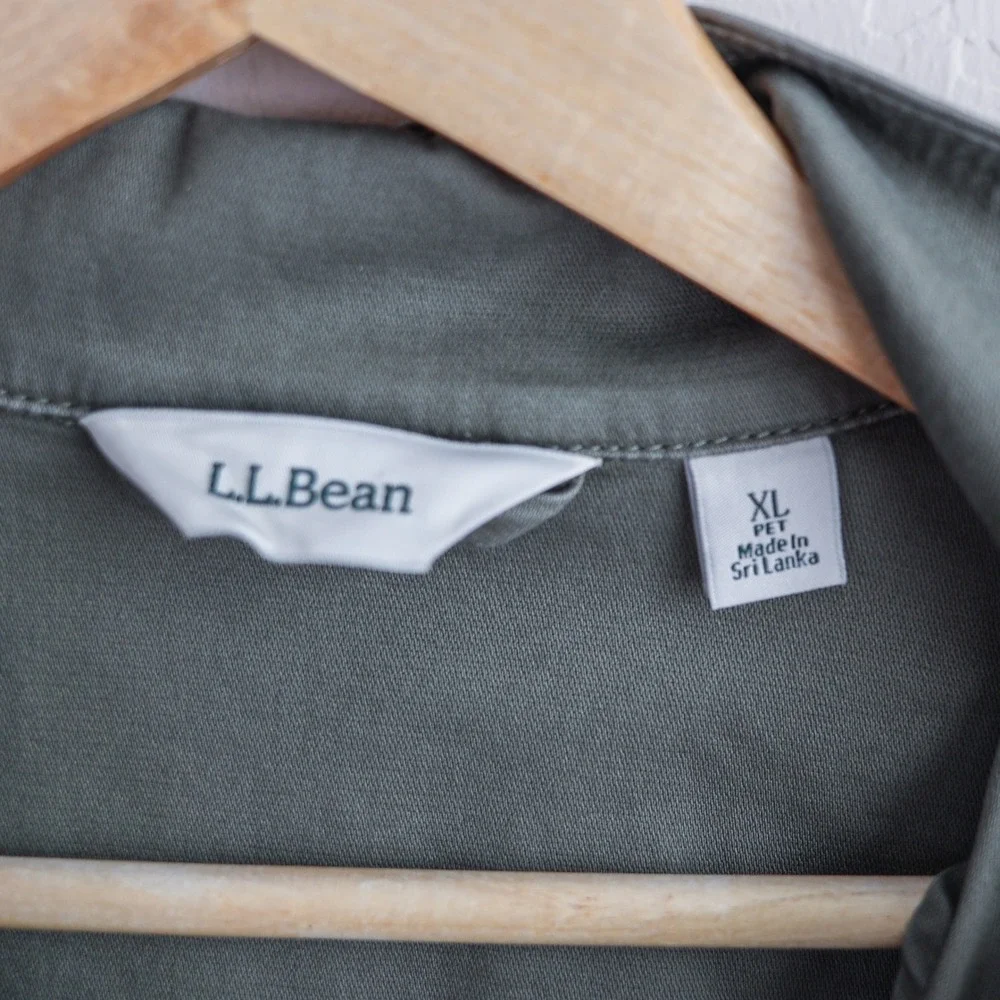 L.L.Bean Utility Chore Jacket Dusty Olive XL Petite Zip Front Pockets‎ Casual - Picture 2 of 11